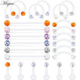 Miqiao 24pcs Acrylic Soft Rod Invisible Nail Body Piercing Jewelry
