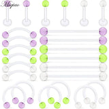 Miqiao 24pcs Acrylic Soft Rod Invisible Nail Body Piercing Jewelry