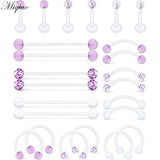 Miqiao 24pcs Acrylic Soft Rod Invisible Nail Body Piercing Jewelry