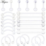 Miqiao 24pcs Acrylic Soft Rod Invisible Nail Body Piercing Jewelry