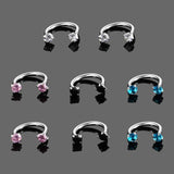 8PCS CZ Zircon Eyebrow Nose Rings Stainless Steel Body Jewelry