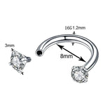 8PCS CZ Zircon Eyebrow Nose Rings Stainless Steel Body Jewelry