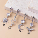 Micro Zircon Sun Moon Butterfly Snake Pendant Navel Nail