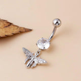 Micro Zircon Sun Moon Butterfly Snake Pendant Navel Nail