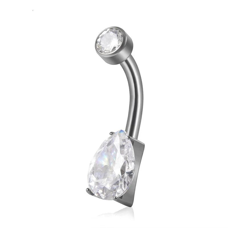 G23 Titanium Belly Button Ring Water Droplet Zircon Navel Piercing