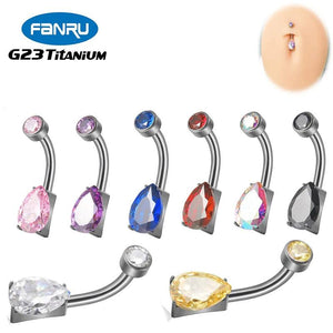 G23 Titanium Belly Button Ring Water Droplet Zircon Navel Piercing