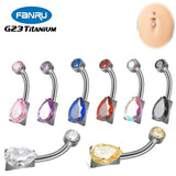 G23 Titanium Belly Button Ring Water Droplet Zircon Navel Piercing