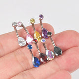 G23 Titanium Belly Button Ring Water Droplet Zircon Navel Piercing