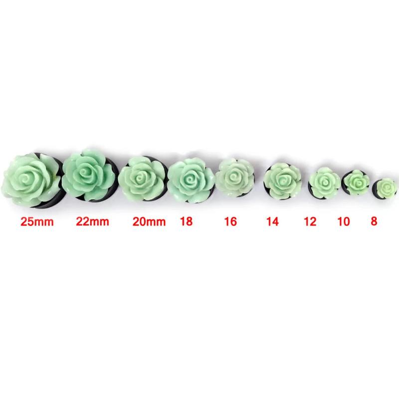 3D Rose Flower Acrylic Ear Plug Tunnel Gauges Body Piercing for Women