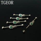 Leaf Gem Crystals Barbell Piercing Set