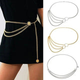 Metal Chain Retro Belt High Waist Hip Coin Charms Waistband Body Chain