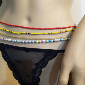 Boho Sexy Rice Bead Waist Chain Beach Woven Pearl Body Chain