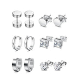 6 Pairs Men Earrings CZ Tragus Piercing Set