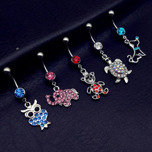5pcs Animal Dangle Navel Belly Bar Rings Body Piercing Jewelry