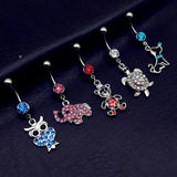 5pcs Animal Dangle Navel Belly Bar Rings Body Piercing Jewelry