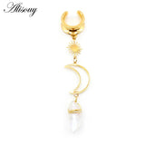 Natural Stone Ear Weights Stainless Steel Saddle Piercing Jewelry