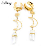 Natural Stone Ear Weights Stainless Steel Saddle Piercing Jewelry