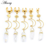 Natural Stone Ear Weights Stainless Steel Saddle Piercing Jewelry