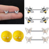 Charm Butterfly Nipple Barbell 14g Colorful NP Animals Jewelry
