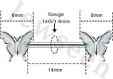 Charm Butterfly Nipple Barbell 14g Colorful NP Animals Jewelry