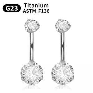 G23 Titanium Belly Button Piercing Zircons Navel Ring
