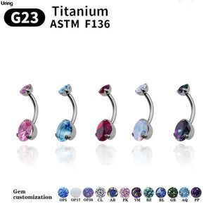 G23 Titanium Belly Button Piercing Zircons Navel Ring