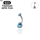 G23 Titanium Belly Button Piercing Zircons Navel Ring