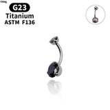 G23 Titanium Belly Button Piercing Zircons Navel Ring