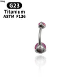 G23 Titanium Belly Button Piercing Zircons Navel Ring