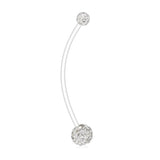 Crystal Ferido Balls Pregnancy Belly Button Ring Retainer 14G 1 1/2Inch