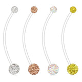 Crystal Ferido Balls Pregnancy Belly Button Ring Retainer 14G 1 1/2Inch