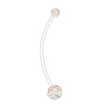 Crystal Ferido Balls Pregnancy Belly Button Ring Retainer 14G 1 1/2Inch