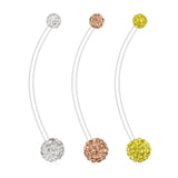 Crystal Ferido Balls Pregnancy Belly Button Ring Retainer 14G 1 1/2Inch