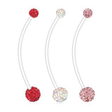 Crystal Ferido Balls Pregnancy Belly Button Ring Retainer 14G 1 1/2Inch