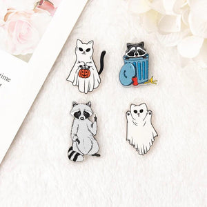 8Pcs Raccoon Charms Ghost Cat Earring Keychain Pendant Necklace DIY