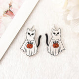 8Pcs Raccoon Charms Ghost Cat Earring Keychain Pendant Necklace DIY