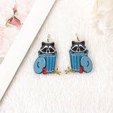 8Pcs Raccoon Charms Ghost Cat Earring Keychain Pendant Necklace DIY