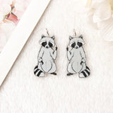 8Pcs Raccoon Charms Ghost Cat Earring Keychain Pendant Necklace DIY
