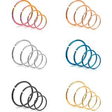 24 Pcs 20G Stainless Nose Hoop Cartilage Ear Septum Set in Colourful Silver