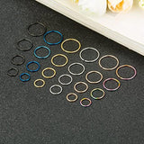 24 Pcs 20G Stainless Nose Hoop Cartilage Ear Septum Set in Colourful Silver