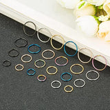 24 Pcs 20G Stainless Nose Hoop Cartilage Ear Septum Set in Colourful Silver