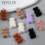 10pcs 21*11MM Velvet Bear Charms Resin Pendant DIY Jewelry Making Accessories