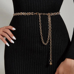 Rhinestone Waist Chain Belt for Women Clothes Dress Jeans Decorative Waistband