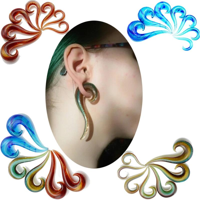 3Pair Glitter Spiral Taper Plugs Piercing Gauge Earring Expander
