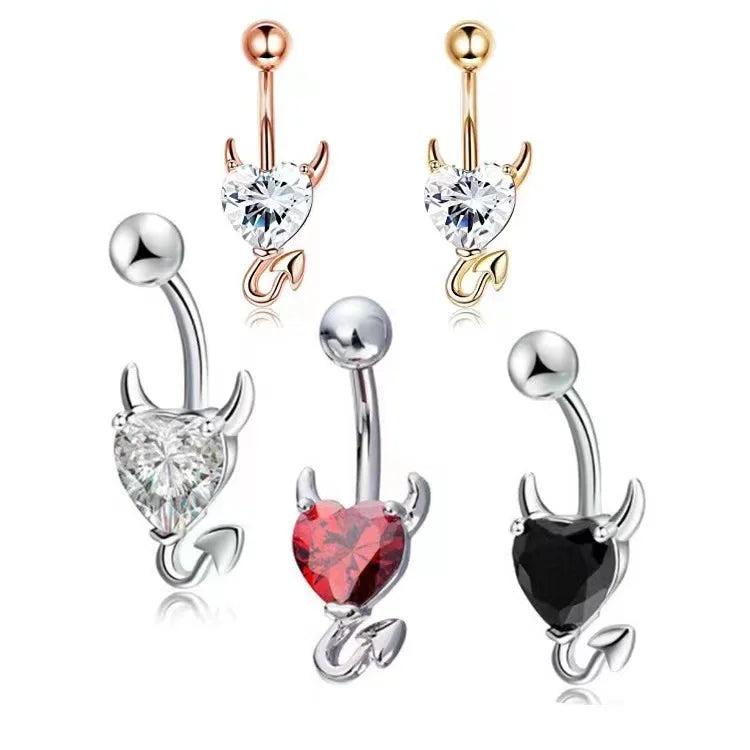 Titanium Belly Button Ring Crystal Navel Heart Style Jewelry