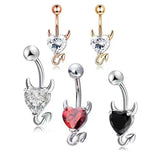 Titanium Belly Button Ring Crystal Navel Heart Style Jewelry