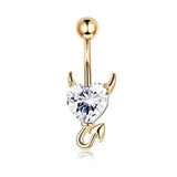 Titanium Belly Button Ring Crystal Navel Heart Style Jewelry