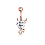 Titanium Belly Button Ring Crystal Navel Heart Style Jewelry