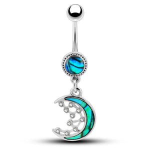 10 pcs Silver Opal Moon Navel Piercings Body Jewelry