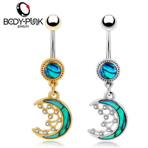 10 pcs Silver Opal Moon Navel Piercings Body Jewelry